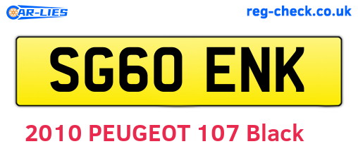 SG60ENK are the vehicle registration plates.