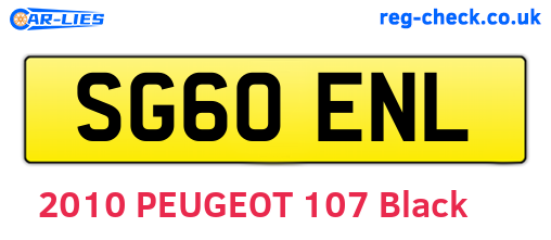 SG60ENL are the vehicle registration plates.