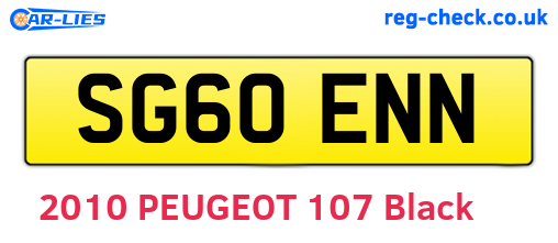 SG60ENN are the vehicle registration plates.