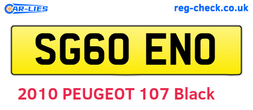 SG60ENO are the vehicle registration plates.