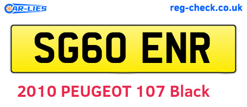 SG60ENR are the vehicle registration plates.