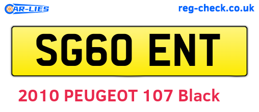 SG60ENT are the vehicle registration plates.