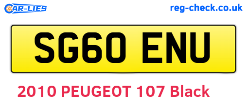 SG60ENU are the vehicle registration plates.
