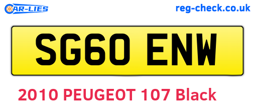 SG60ENW are the vehicle registration plates.
