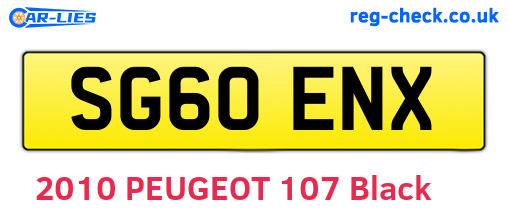 SG60ENX are the vehicle registration plates.