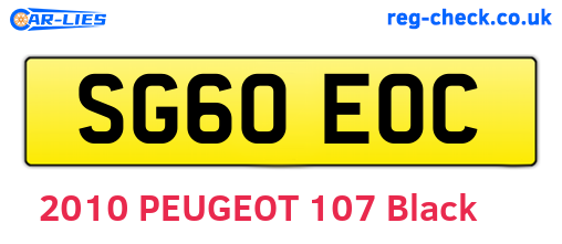SG60EOC are the vehicle registration plates.