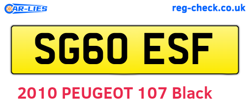 SG60ESF are the vehicle registration plates.