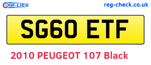 SG60ETF are the vehicle registration plates.