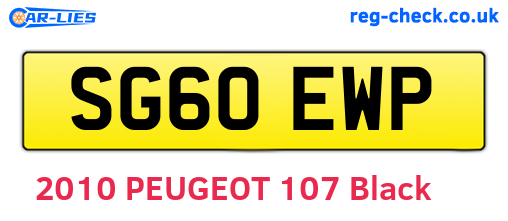 SG60EWP are the vehicle registration plates.