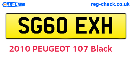 SG60EXH are the vehicle registration plates.