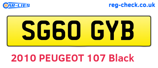 SG60GYB are the vehicle registration plates.