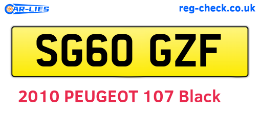 SG60GZF are the vehicle registration plates.