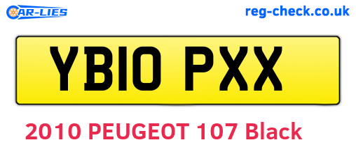 YB10PXX are the vehicle registration plates.