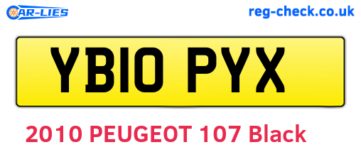 YB10PYX are the vehicle registration plates.