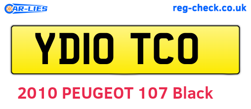 YD10TCO are the vehicle registration plates.