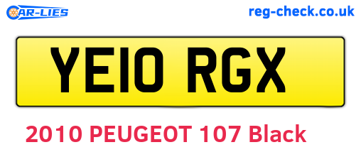 YE10RGX are the vehicle registration plates.