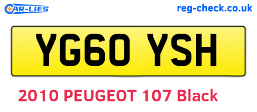 YG60YSH are the vehicle registration plates.