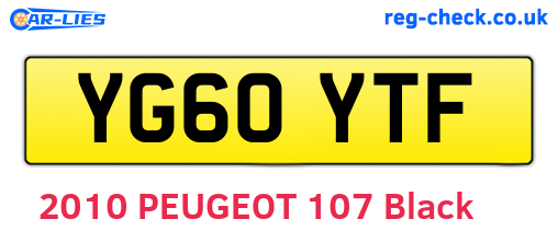 YG60YTF are the vehicle registration plates.