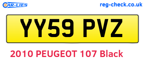 YY59PVZ are the vehicle registration plates.