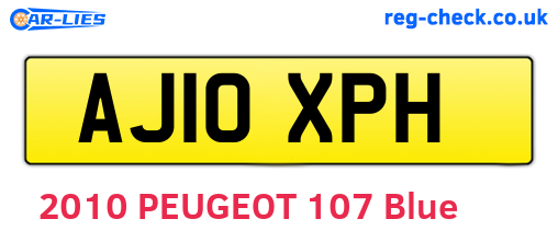 AJ10XPH are the vehicle registration plates.