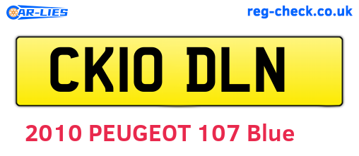 CK10DLN are the vehicle registration plates.