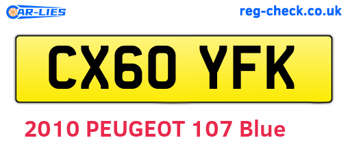 CX60YFK are the vehicle registration plates.