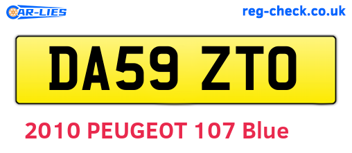 DA59ZTO are the vehicle registration plates.
