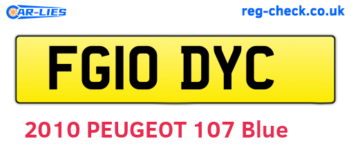 FG10DYC are the vehicle registration plates.