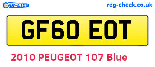 GF60EOT are the vehicle registration plates.