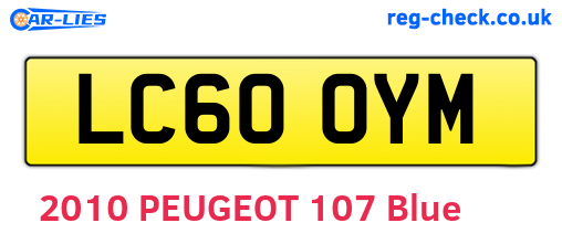 LC60OYM are the vehicle registration plates.