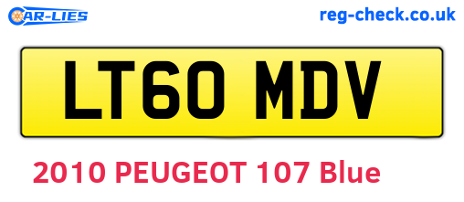 LT60MDV are the vehicle registration plates.