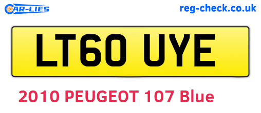 LT60UYE are the vehicle registration plates.