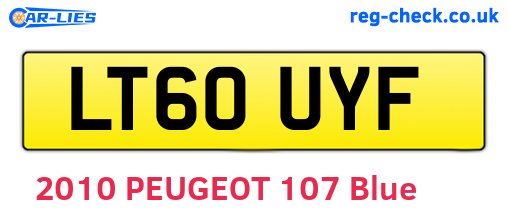 LT60UYF are the vehicle registration plates.