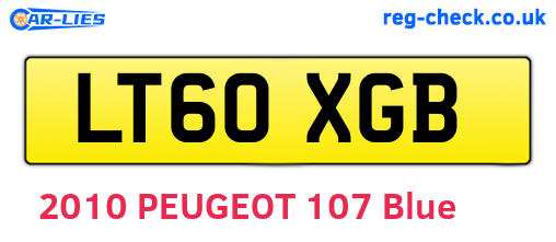 LT60XGB are the vehicle registration plates.