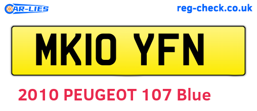 MK10YFN are the vehicle registration plates.