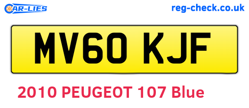 MV60KJF are the vehicle registration plates.