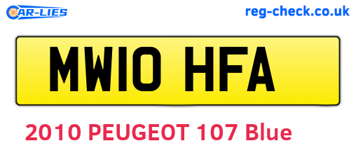 MW10HFA are the vehicle registration plates.