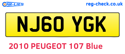 NJ60YGK are the vehicle registration plates.