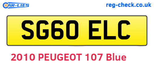 SG60ELC are the vehicle registration plates.