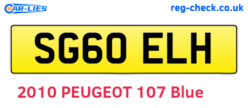 SG60ELH are the vehicle registration plates.