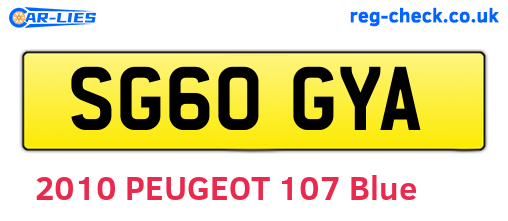 SG60GYA are the vehicle registration plates.