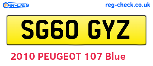 SG60GYZ are the vehicle registration plates.