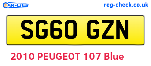 SG60GZN are the vehicle registration plates.