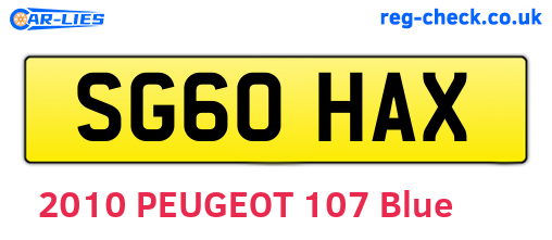 SG60HAX are the vehicle registration plates.