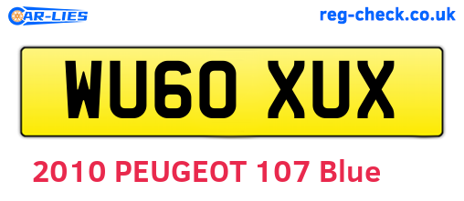 WU60XUX are the vehicle registration plates.