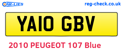 YA10GBV are the vehicle registration plates.