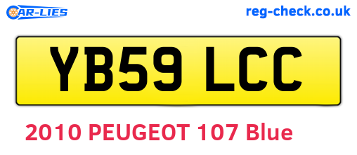 YB59LCC are the vehicle registration plates.