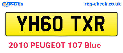 YH60TXR are the vehicle registration plates.