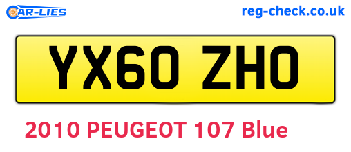 YX60ZHO are the vehicle registration plates.