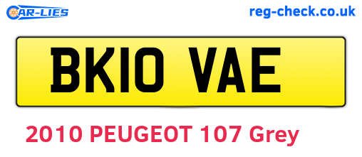 BK10VAE are the vehicle registration plates.
